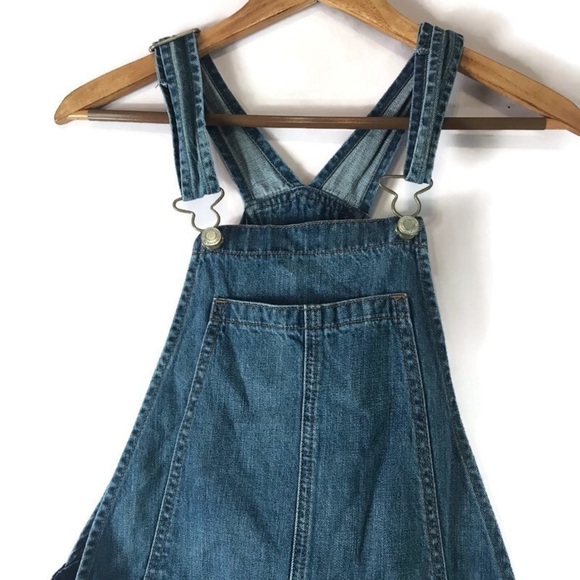 American Eagle Distressed Denim Overalls Shorts Shortalls XS EUC - Picture 3 of 11